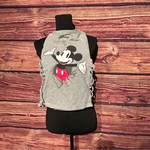 Disney Mickey Mouse Women's X Small Grey Shirt Top Blouse Customized Tied Side